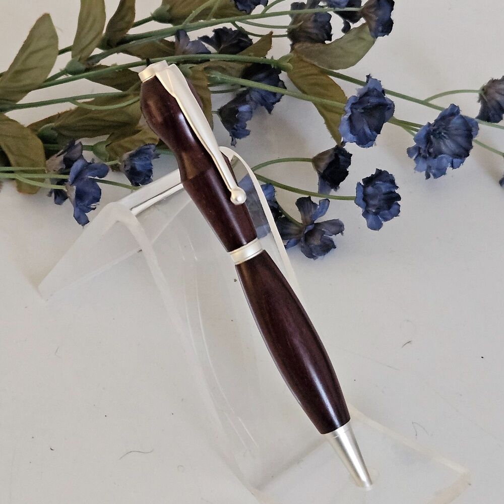 Katalox Wood Handcrafted Artisan Pen White Satin Trim With Black Ink Refill